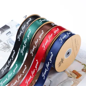 2pcs Christmas Packing Materials 2.5cm * 45M Just for You Polyester Belt Cake Gift Bow