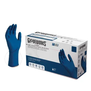 AMMEX® GlovePlus® HD Blue Latex Powder Free Exam Gloves 13 mil Powder Free Textured Disposable, Non-Sterile Case of 500