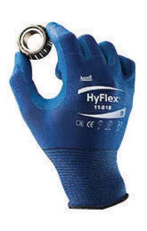 Ansell Size 9 HyFlex 18 Gauge Ultra Light Weight Multi-Purpose Dark Blue FORTIX Nitrile Foam Dipped Palm Coated Work Gloves With Blue Nylon And Spandex Liner And Knit Wrist