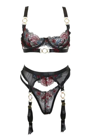 Azalea 3 Piece Set - Black/Red/Blue