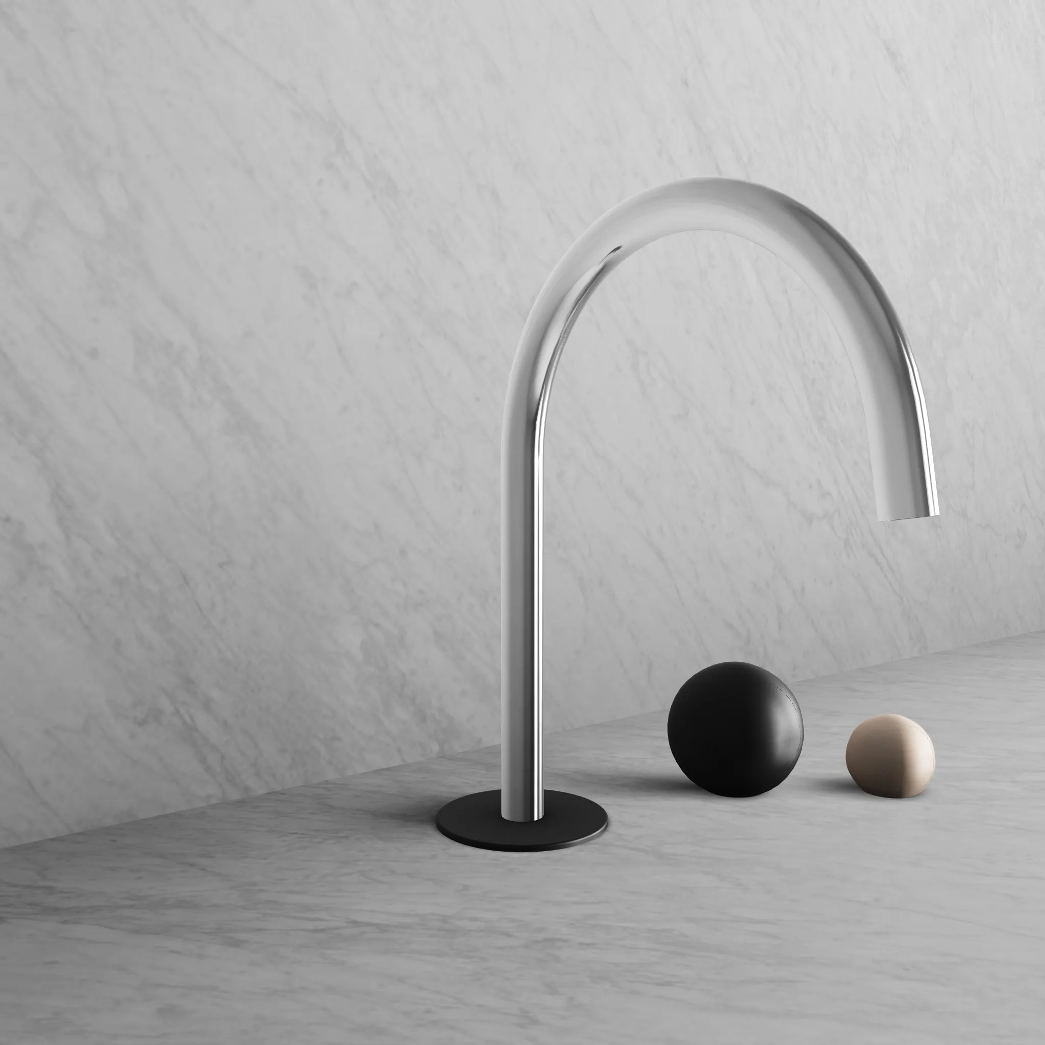 BARiL B35-8100-00L-CK-100 Wall-Mounted Lavatory Faucet Spout With Deck Mounted Handles