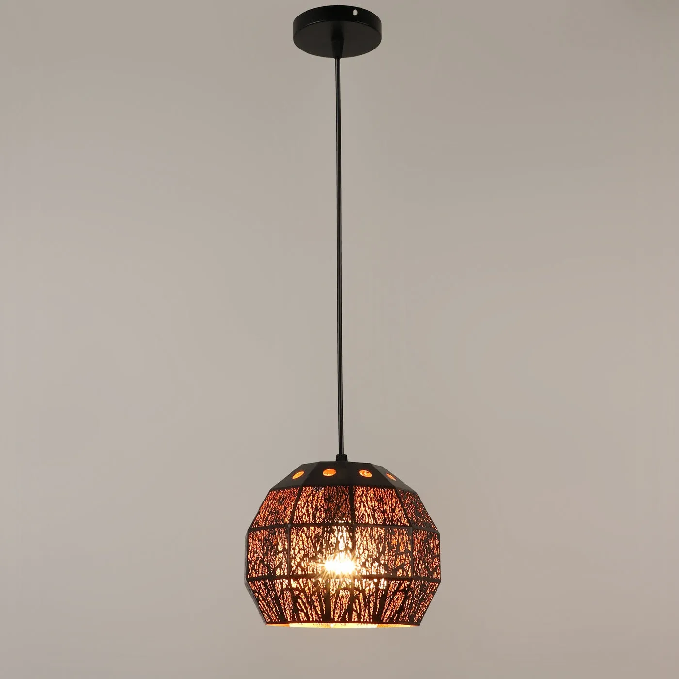 Black Metal Hanging Light-M-113-1P-BK-GD - Included Bulb