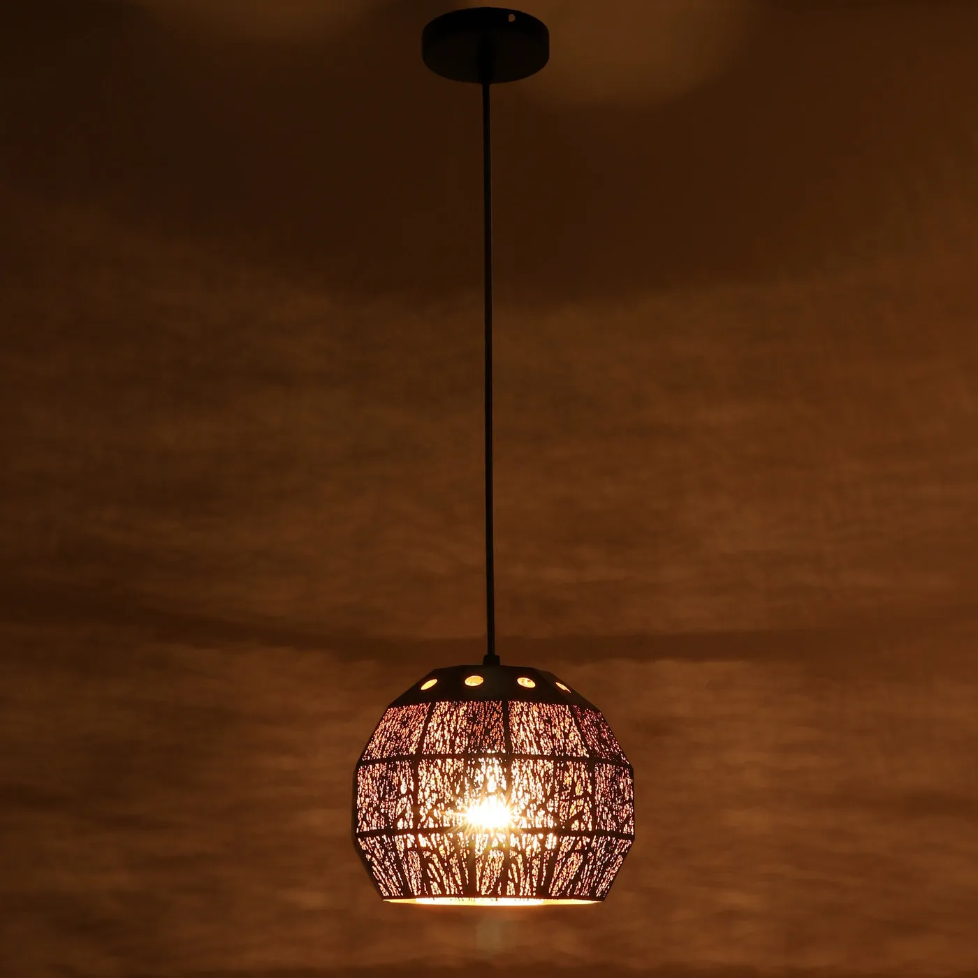 Black Metal Hanging Light-M-113-1P-BK-GD - Included Bulb