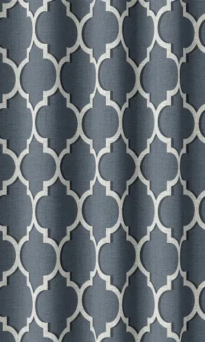'Convergence' Trellis Tile Print Window Blinds (Petrol Blue/ White)