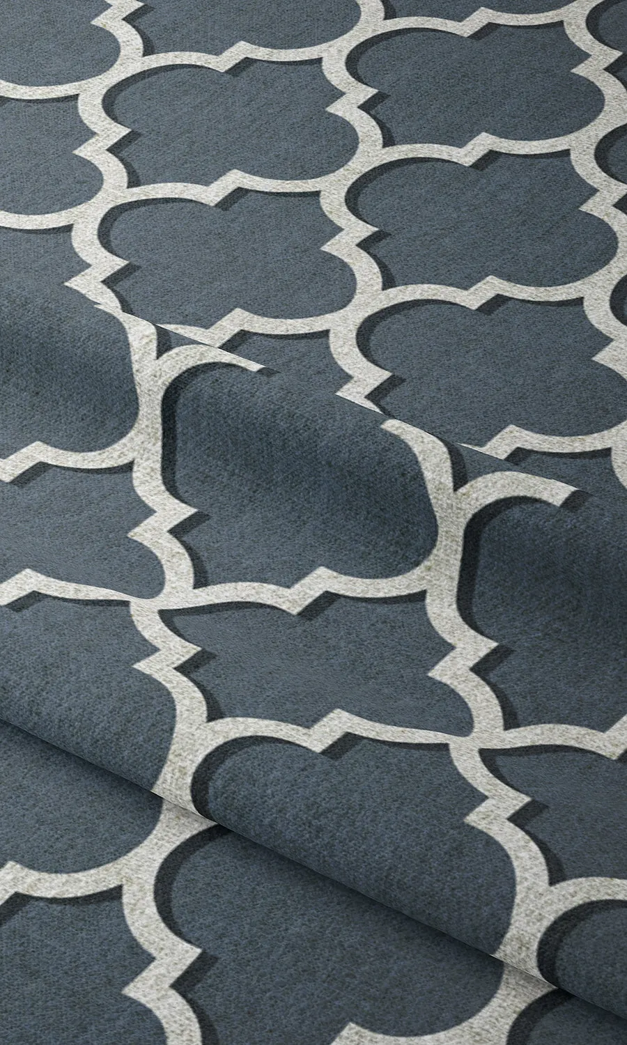 'Convergence' Trellis Tile Print Window Blinds (Petrol Blue/ White)