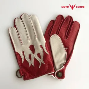 Driving/Riding Motorcycle Vintage Flame Leather Gloves For Men and Women
