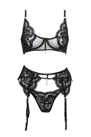 Femi 3 Piece Lace Set - Black