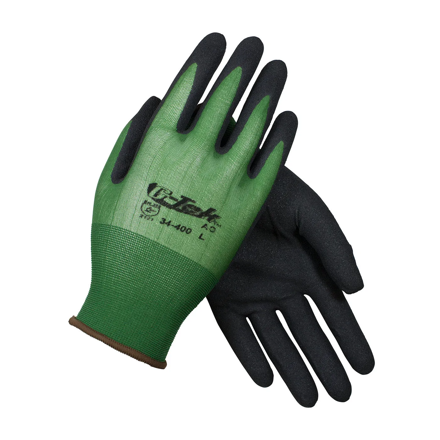G-Tek 34-400 Seamless Knit Nylon with Nitrile Coated MicroSurface Grip on Palm and Fingers 18 Gauge Glove (One Dozen)