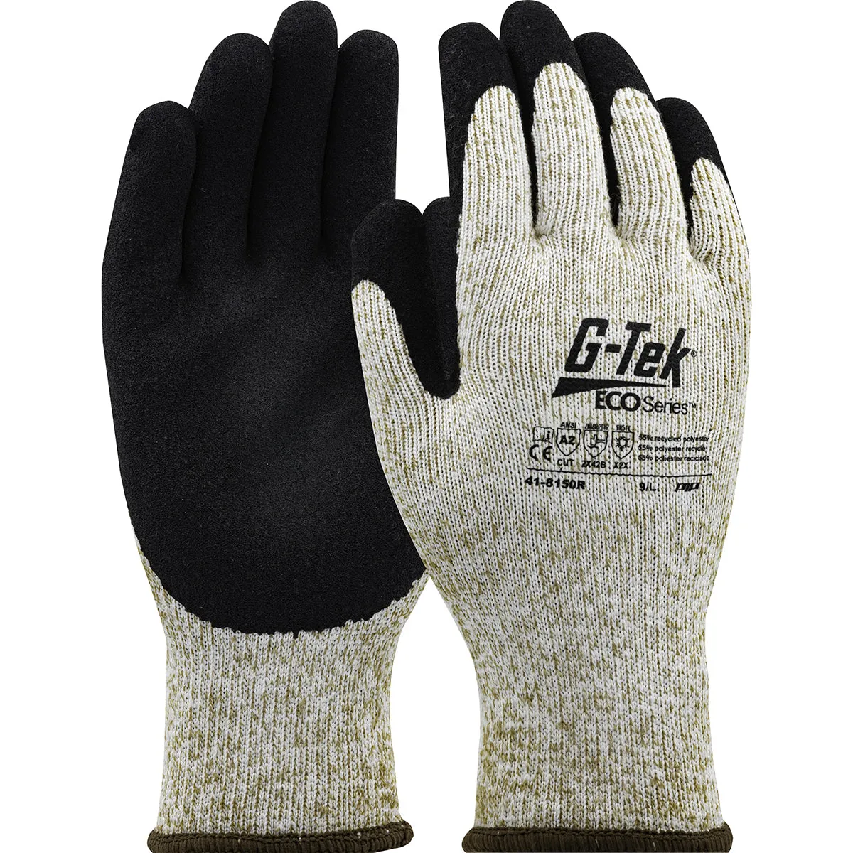 G-Tek 41-8150R ECO Series Seamless Knit Recycled Yarn/Acrylic Blended with Latex MicroSurface Grip Safety Glove (One Dozen)
