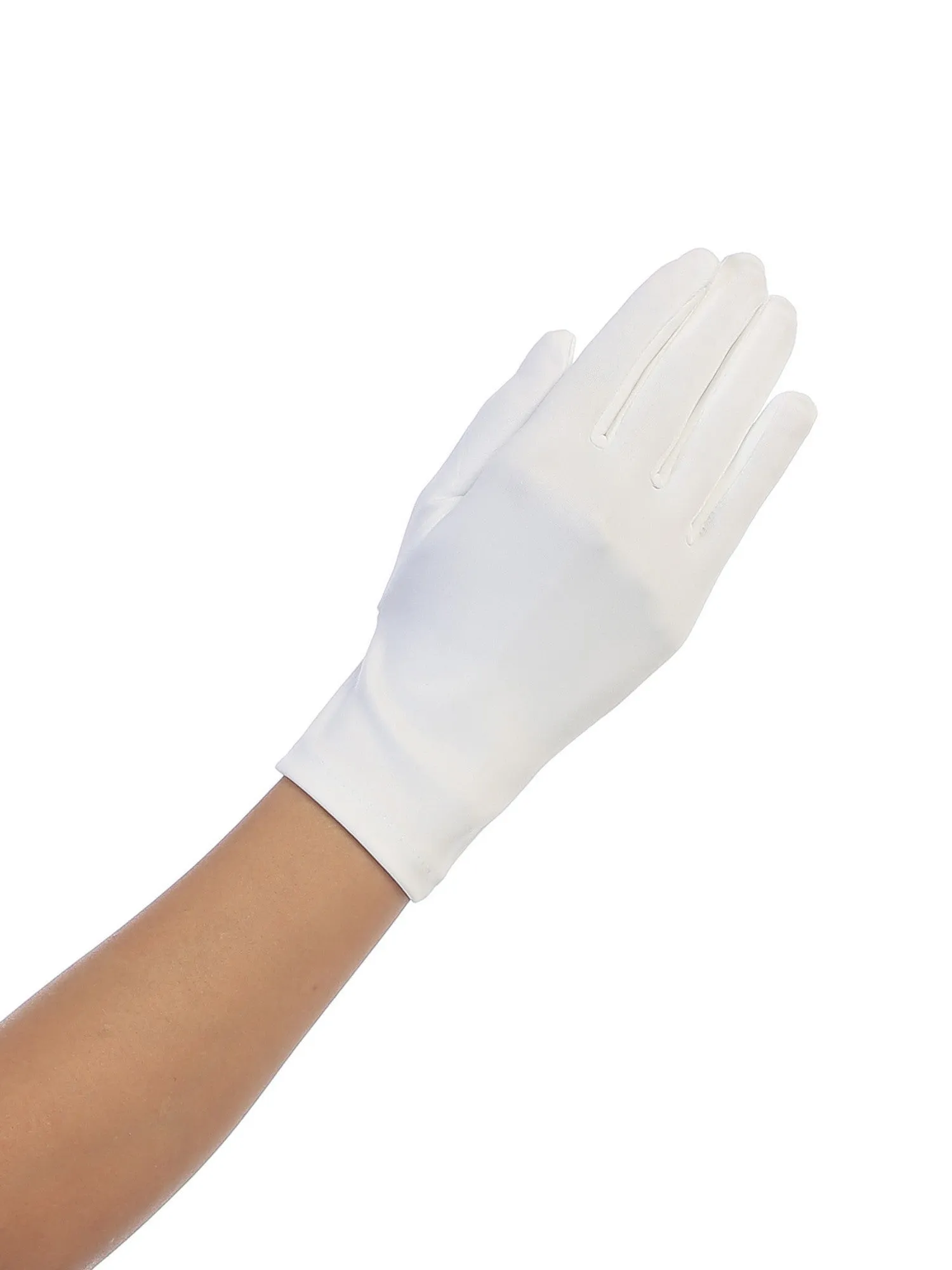 Girls White Wrist Length Matte Satin Stylish Special Occasion Gloves 0-14
