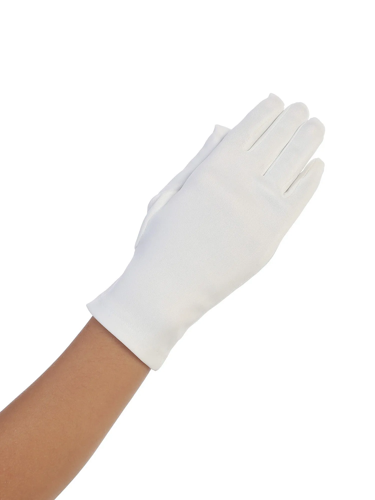 Girls White Wrist Length Matte Satin Stylish Special Occasion Gloves 0-14