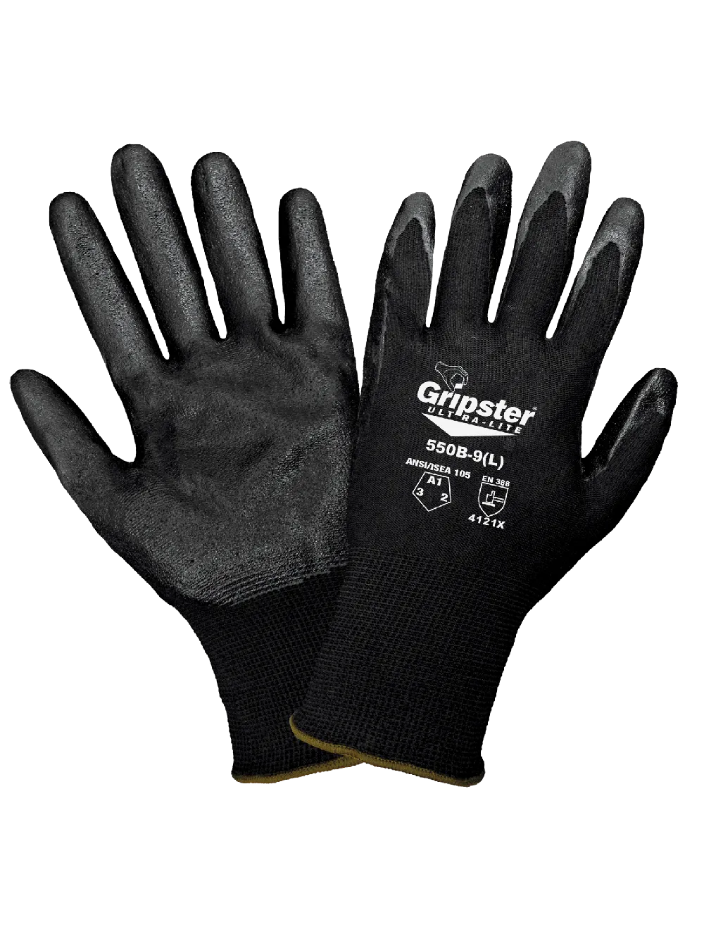 Global Glove Gripster Ultra-Lite Black Foam Nitrile Coated Gloves with Cut, Abrasion, and Puncture Resistance