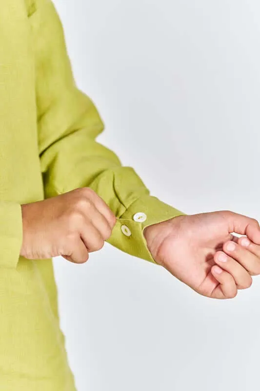 Kiwi Green Stand Collar Kurta Set