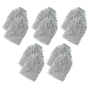 Kuber Industries Gloves | Microfiber Cleaning Gloves | Chenille Mitts for Kitchen | Hand Duster for Kitchen | Hand Gloves for Car | Double Sided Gloves | SHXNEFSST1 | Pack of 10 | Gray
