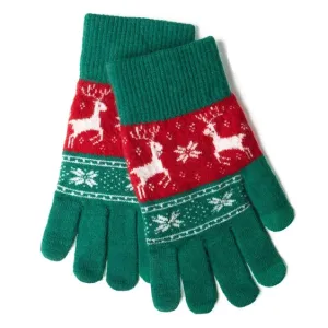 Lots A Lights Holiday Light Up Gloves- Green & Red with Reindeer