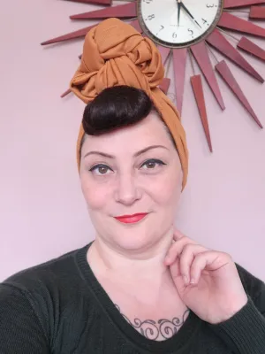 Made To Order: SLOUCHY KNOT 1940s Pre-tied Stretchy Turban in 8 Colours: red, black, leopard, olive green, mustard, rust, grey & navy