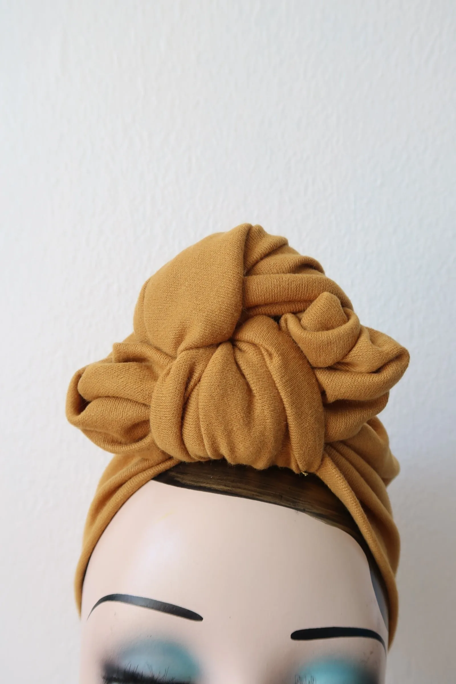 Made To Order: SLOUCHY KNOT 1940s Pre-tied Stretchy Turban in 8 Colours: red, black, leopard, olive green, mustard, rust, grey & navy