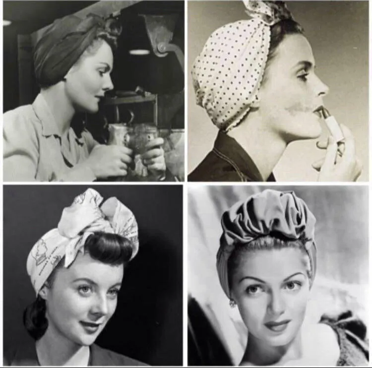 Made To Order: SLOUCHY KNOT 1940s Pre-tied Stretchy Turban in 8 Colours: red, black, leopard, olive green, mustard, rust, grey & navy
