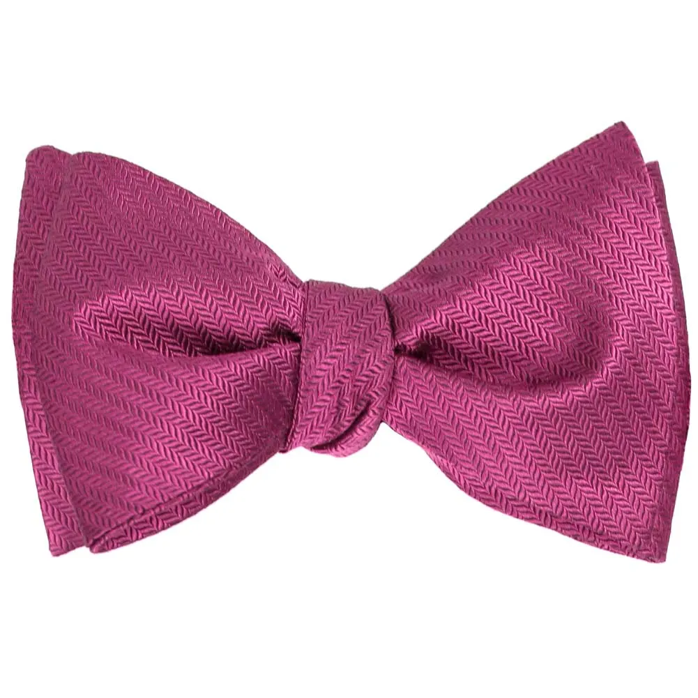 Magenta Herringbone Silk Self-Tie Bow Tie