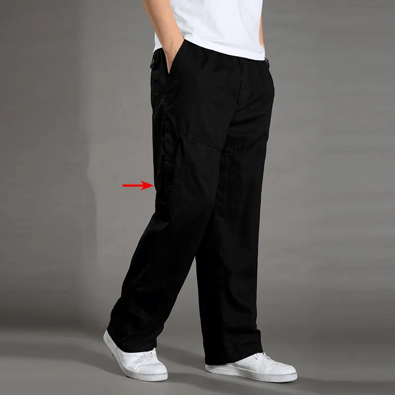 Mens Straight Leg Loose Cargo Pants Multi-Pocket Pant
