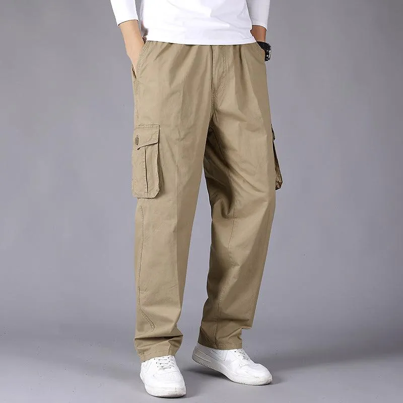 Mens Straight Leg Loose Cargo Pants Multi-Pocket Pant