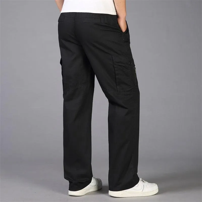 Mens Straight Leg Loose Cargo Pants Multi-Pocket Pant