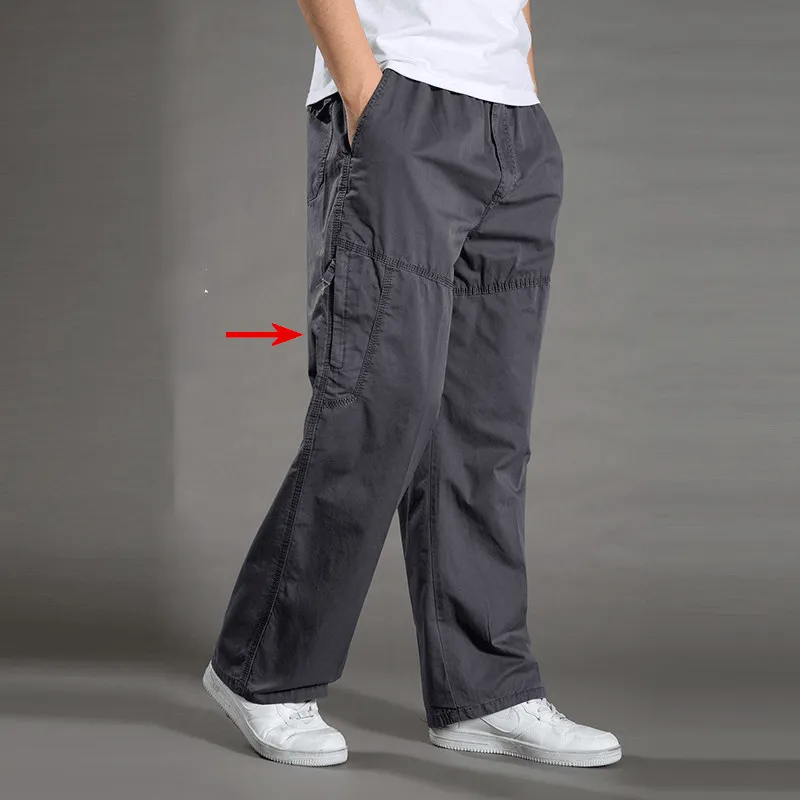 Mens Straight Leg Loose Cargo Pants Multi-Pocket Pant