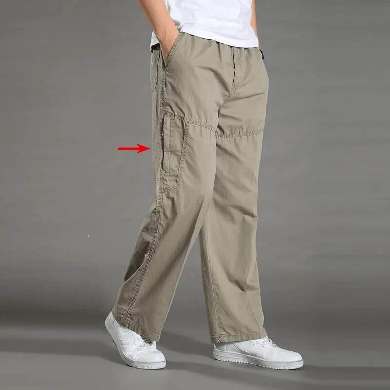 Mens Straight Leg Loose Cargo Pants Multi-Pocket Pant