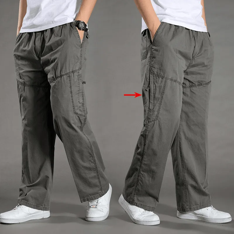 Mens Straight Leg Loose Cargo Pants Multi-Pocket Pant