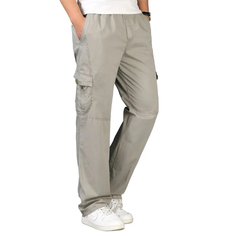 Mens Straight Leg Loose Cargo Pants Multi-Pocket Pant