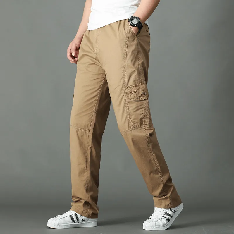Mens Straight Leg Loose Cargo Pants Multi-Pocket Pant