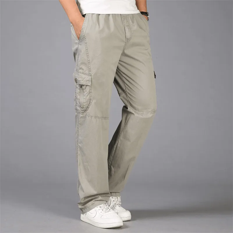Mens Straight Leg Loose Cargo Pants Multi-Pocket Pant