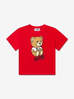 Moschino Kids Teddy Logo T-Shirt in Red