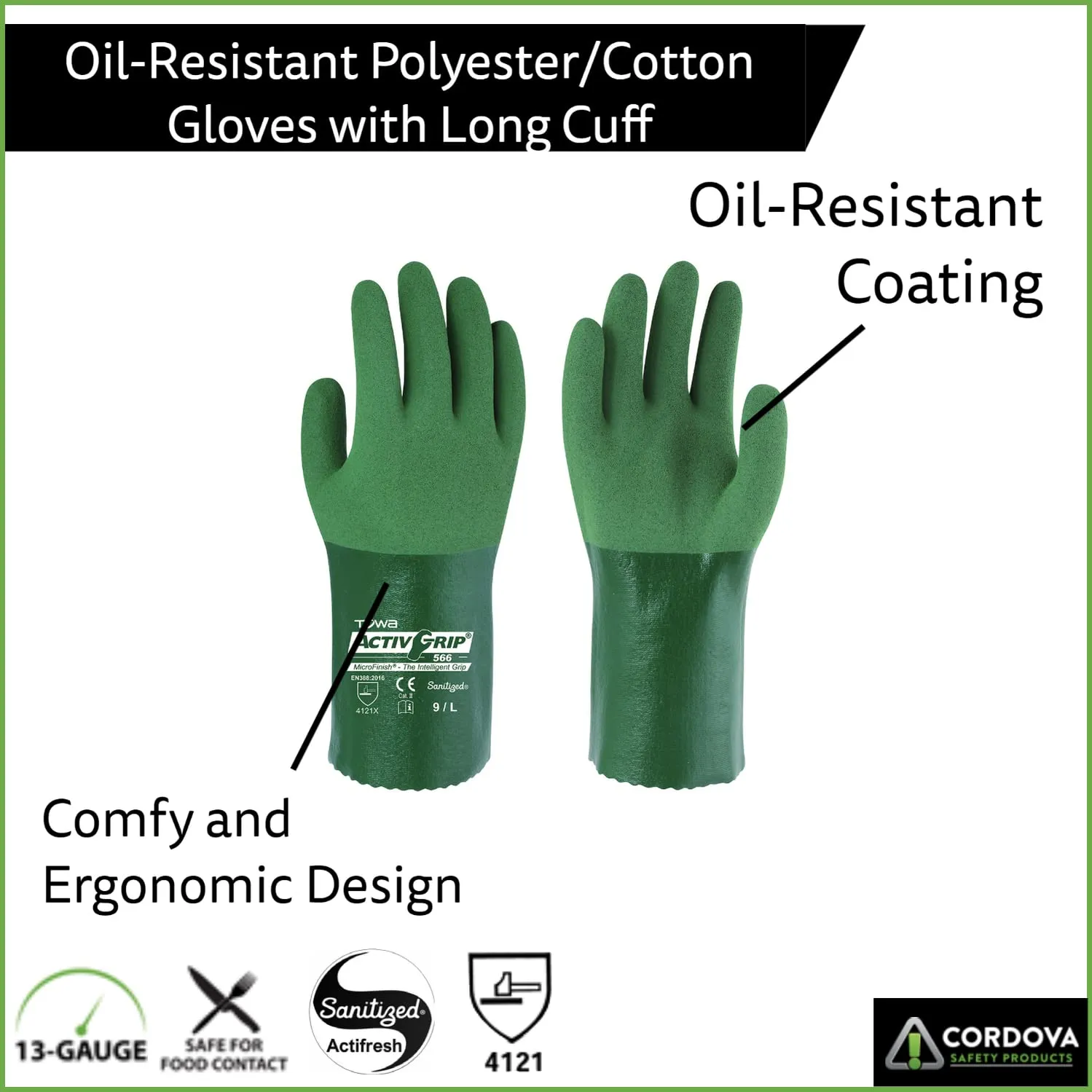 Nitrile Coated ActivGrip Gloves, Oil-Resistant Gloves, 12-Pack
