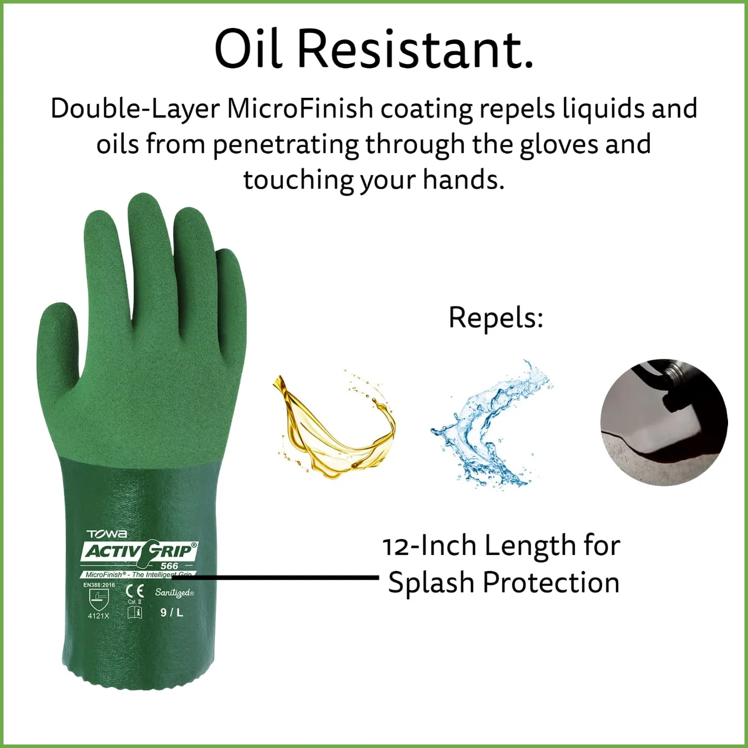 Nitrile Coated ActivGrip Gloves, Oil-Resistant Gloves, 12-Pack