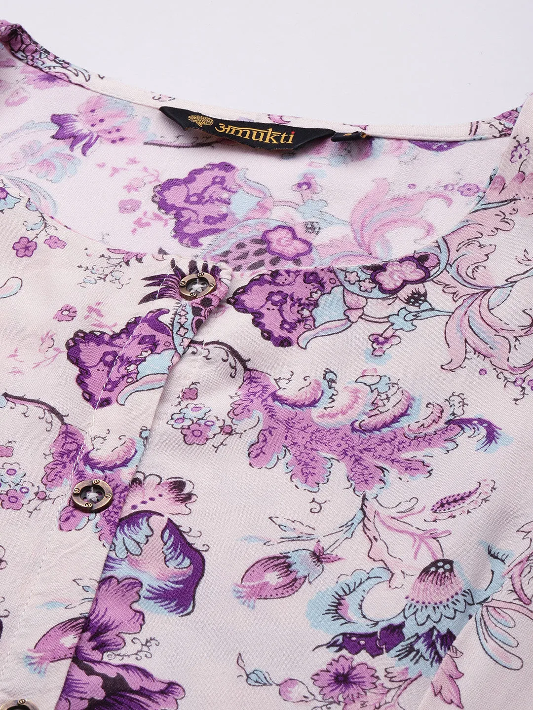 Purple Floral Printed Kurta