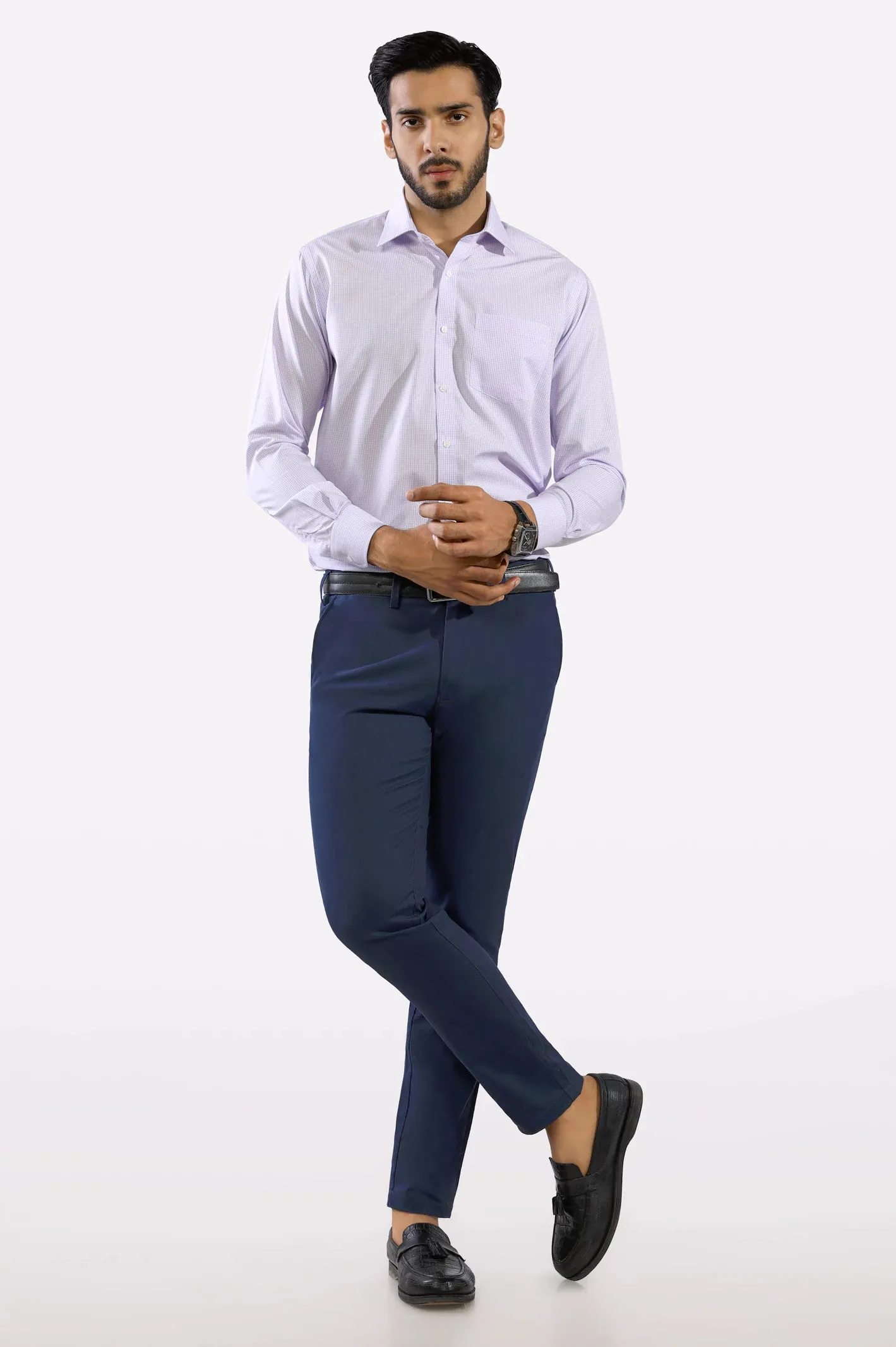 Purple Mini-Check Formal Shirt