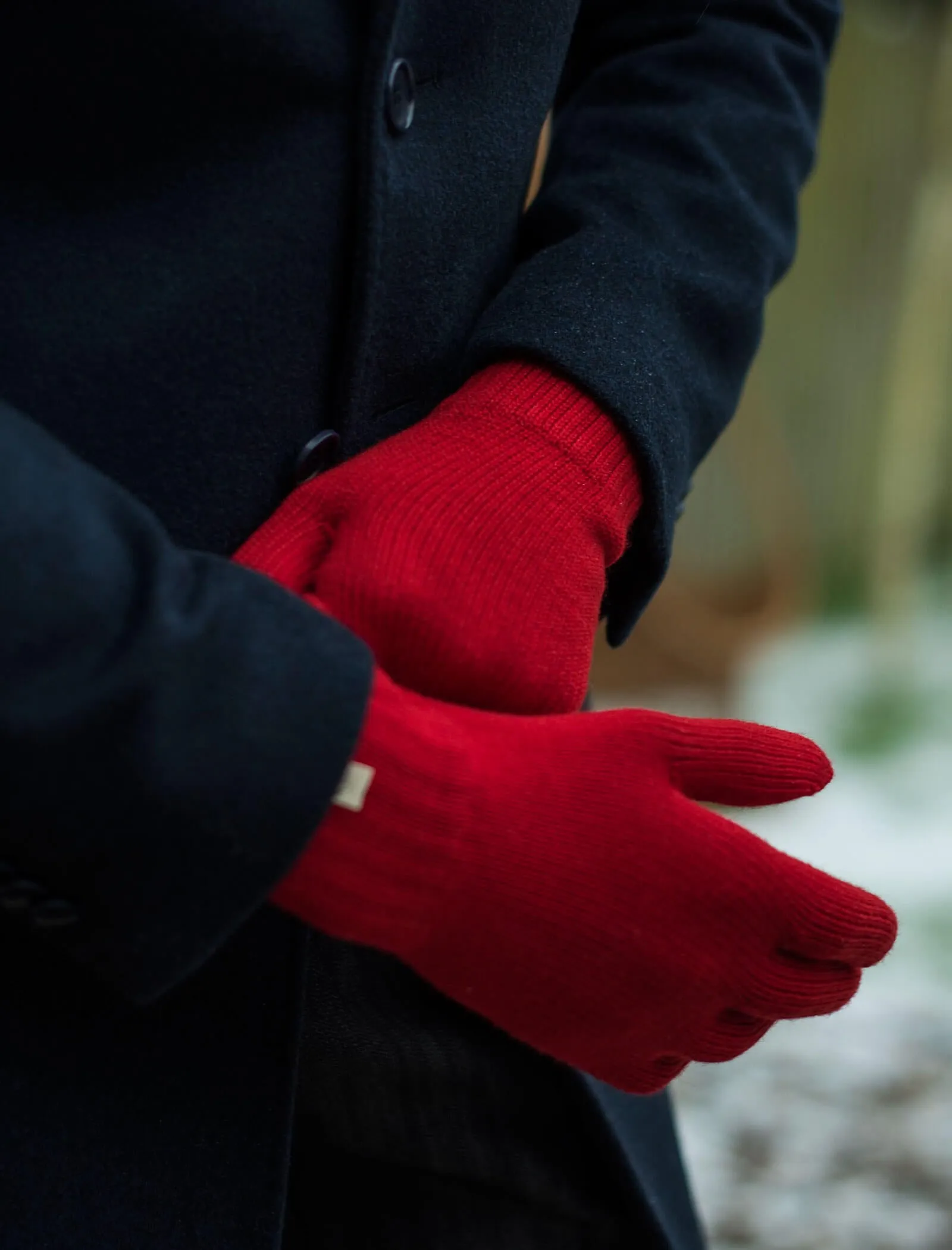 Red Solid Wool Gloves