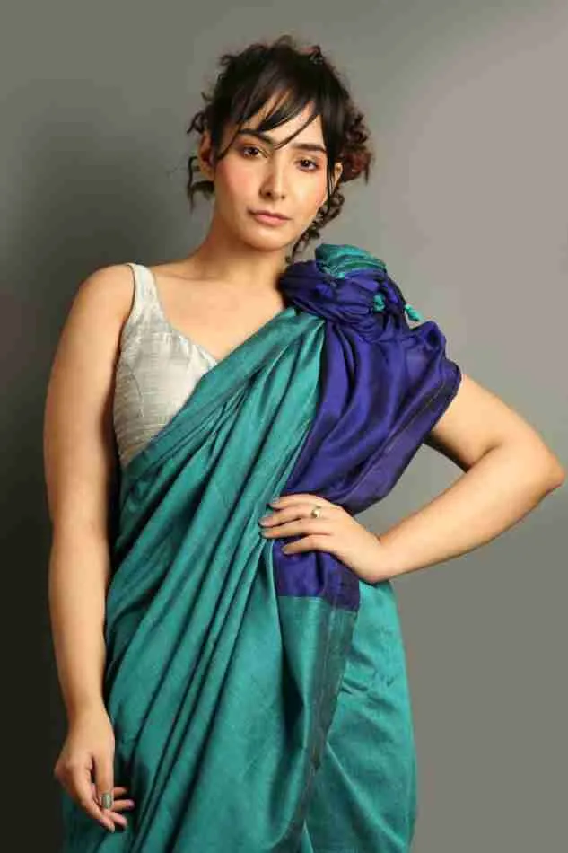 Shades of Blue Khadi Cotton Saree