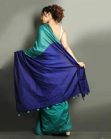 Shades of Blue Khadi Cotton Saree