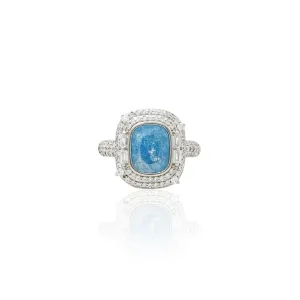 Silver Shiny Sky Blue Soft Stone Ring