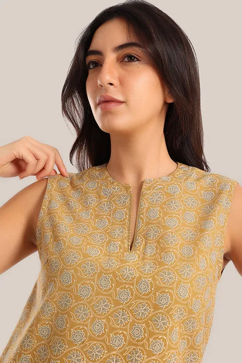 Sleeveless floral printed cotton top