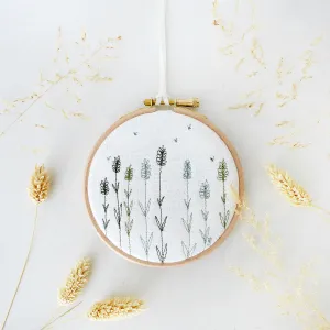 Small Ivory Lavender Embroidery Hoop Picture