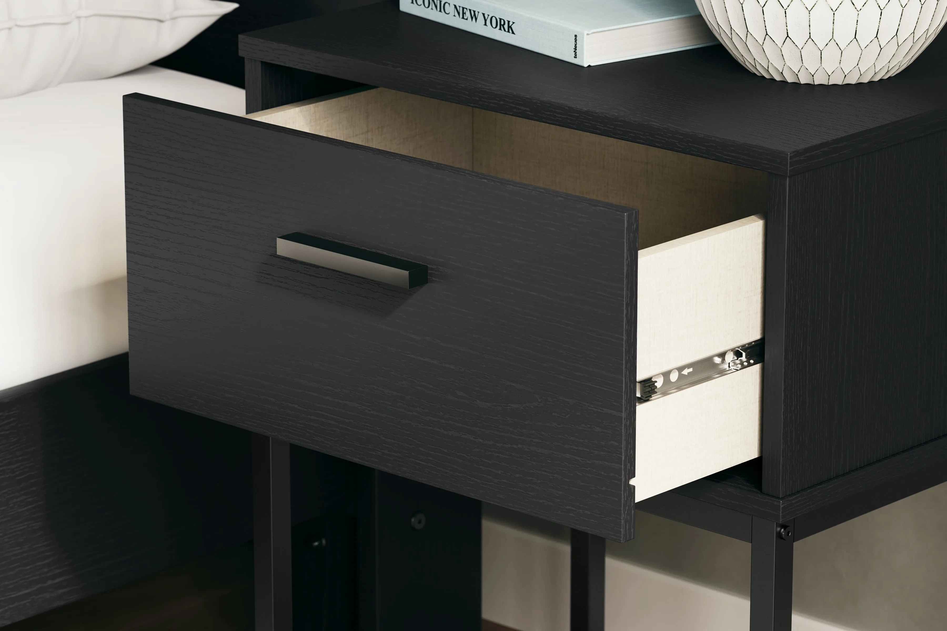 Socalle Twin Platform Bed with Dresser, Chest and 2 Nightstands in Black
