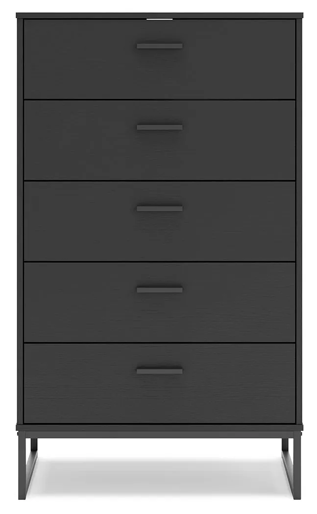 Socalle Twin Platform Bed with Dresser, Chest and 2 Nightstands in Black
