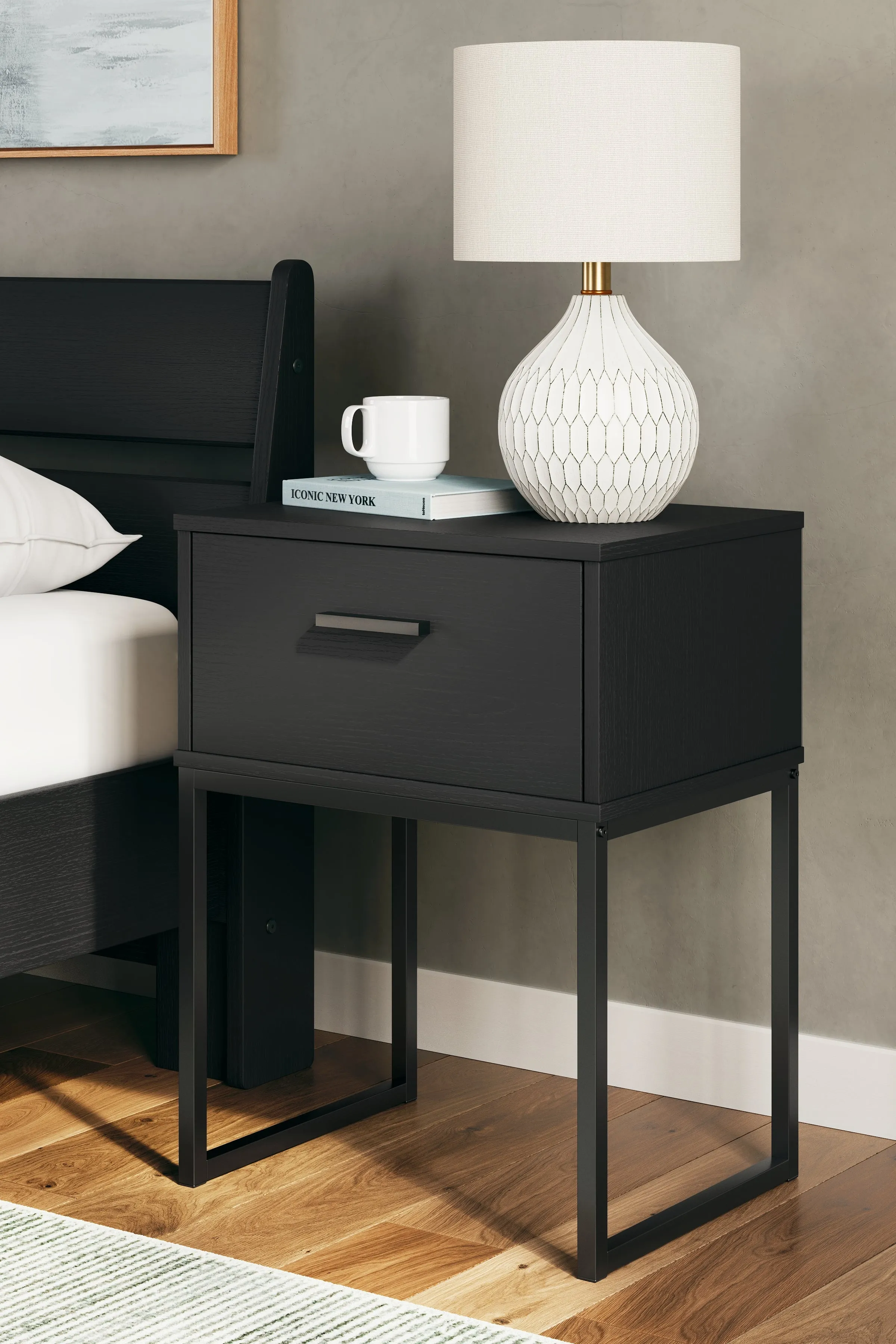 Socalle Twin Platform Bed with Dresser, Chest and 2 Nightstands in Black