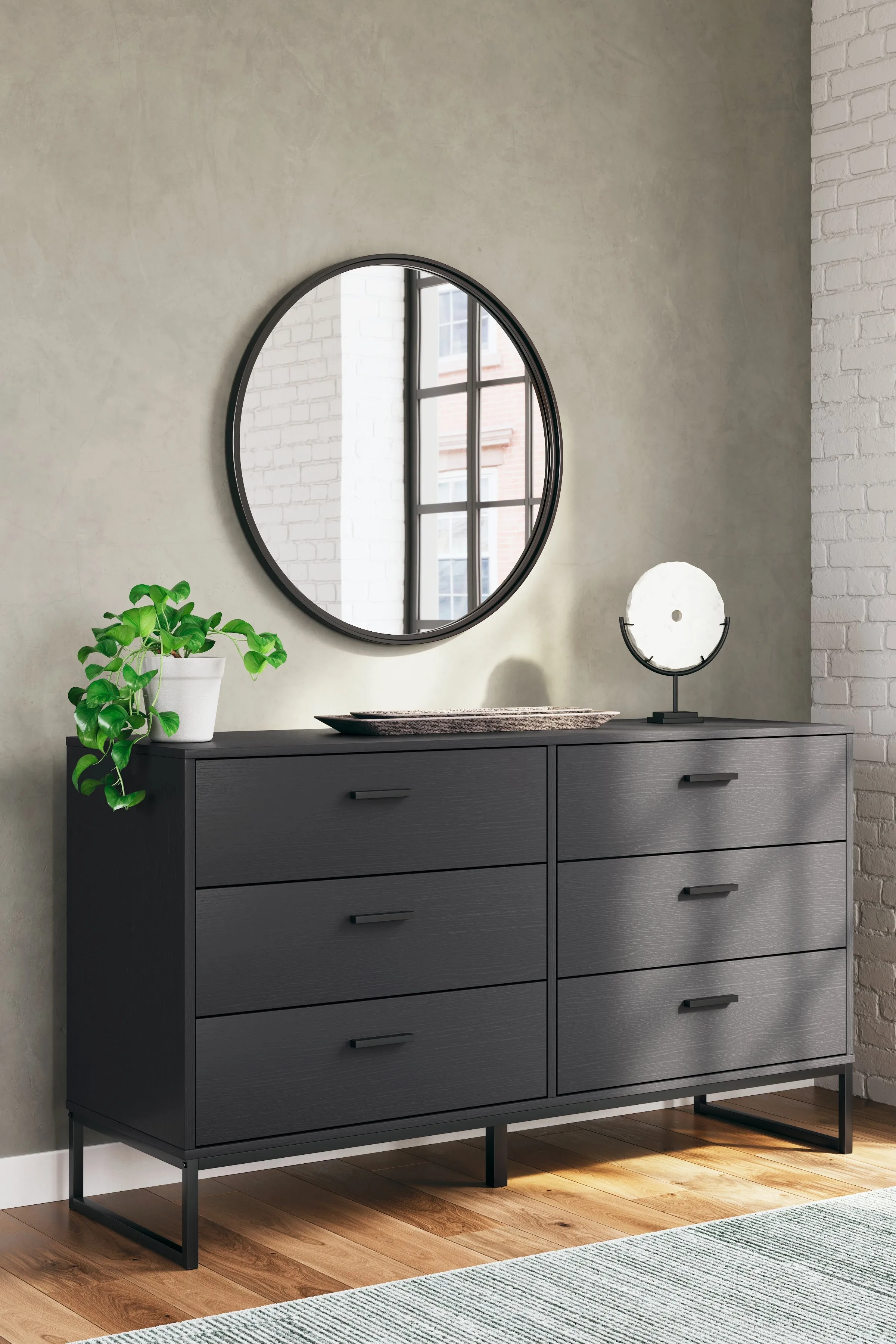 Socalle Twin Platform Bed with Dresser in Black