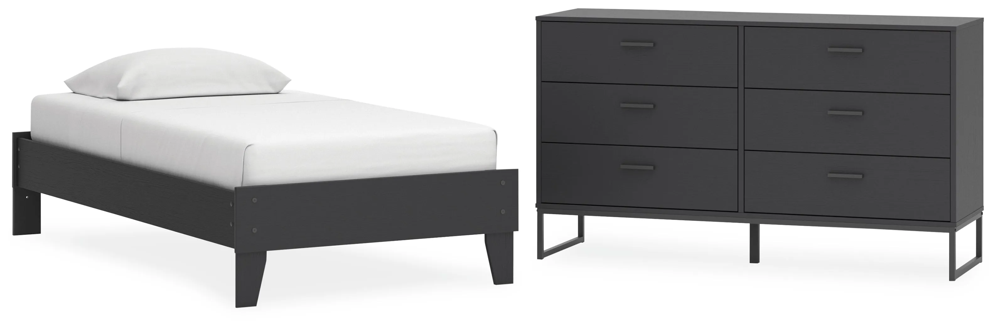 Socalle Twin Platform Bed with Dresser in Black