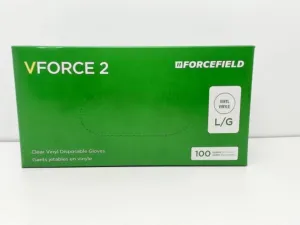Vinyl Gloves Large 100pk. Disposable Clear Vforce 2